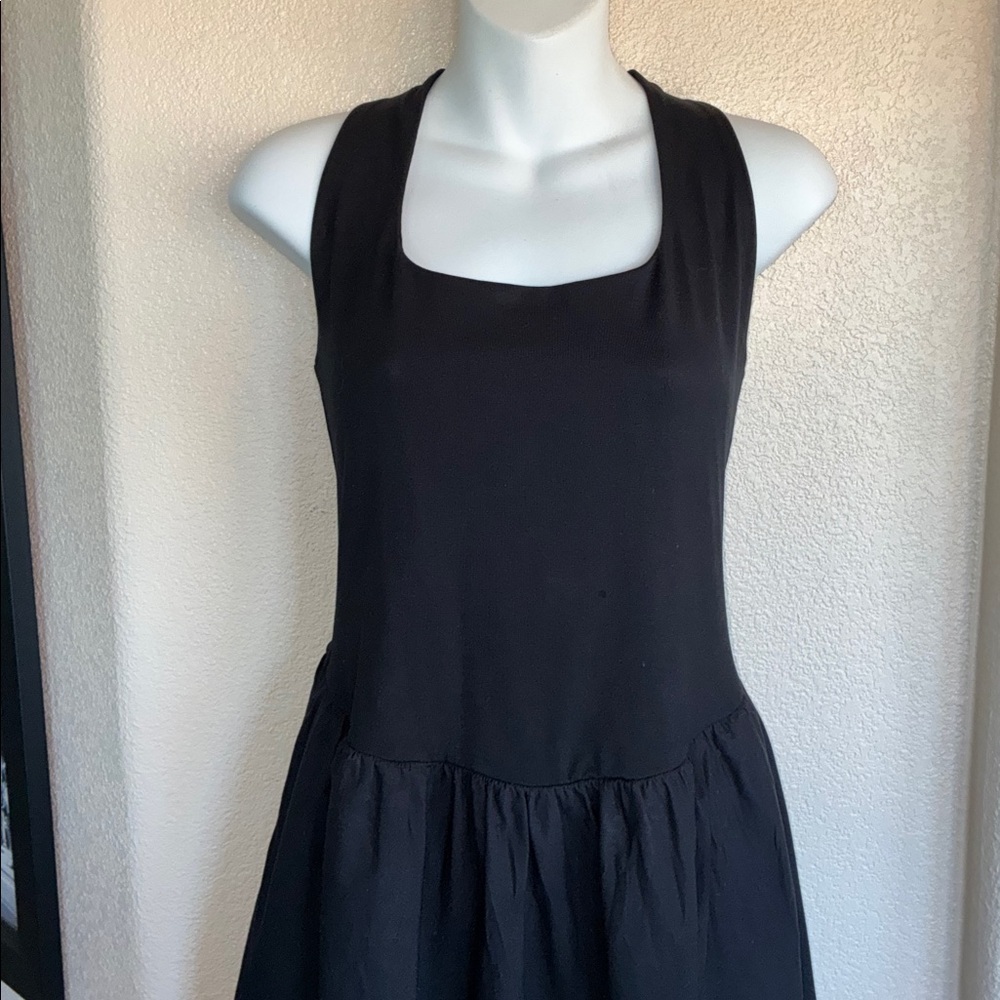 J. Crew Women's Elegant Black Tank dress with knit top and full tiered skirt. M - Picture 6 of 15